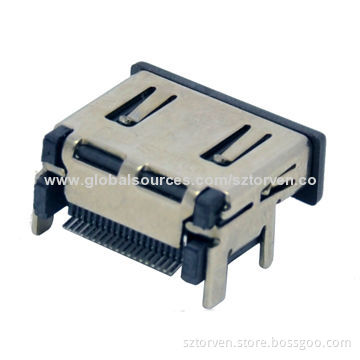 HDMI 19p receptacle, right angle SMD type with coverNew